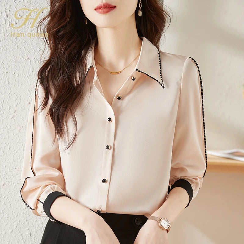 Colorblock Satin Blouse